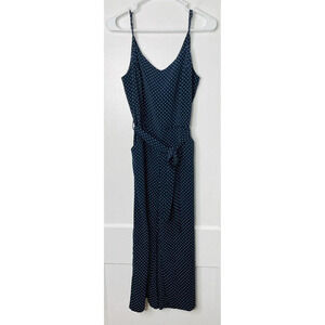 Carolina Belle Montreal Cropped Wide Leg Jumpsuit Womens Sz 4 Blue Polka Dot
